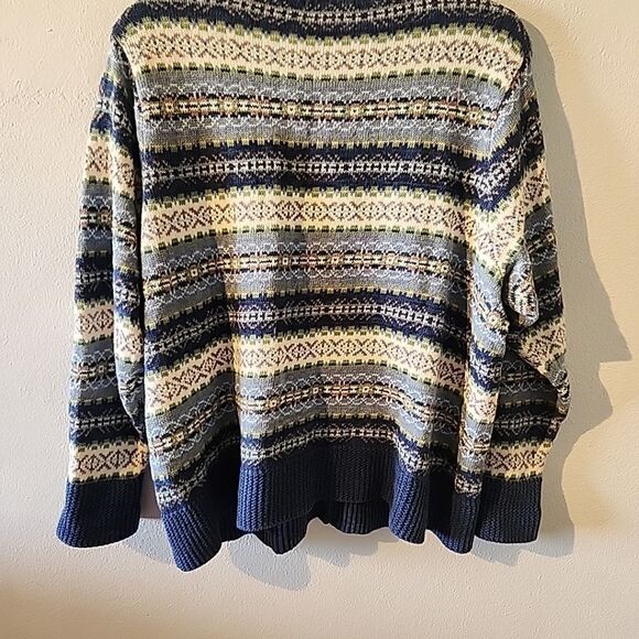 Tiara Women Fair Isle cardigan Colorful Blue Buttons Sz 14/16 - Picture 5 of 5